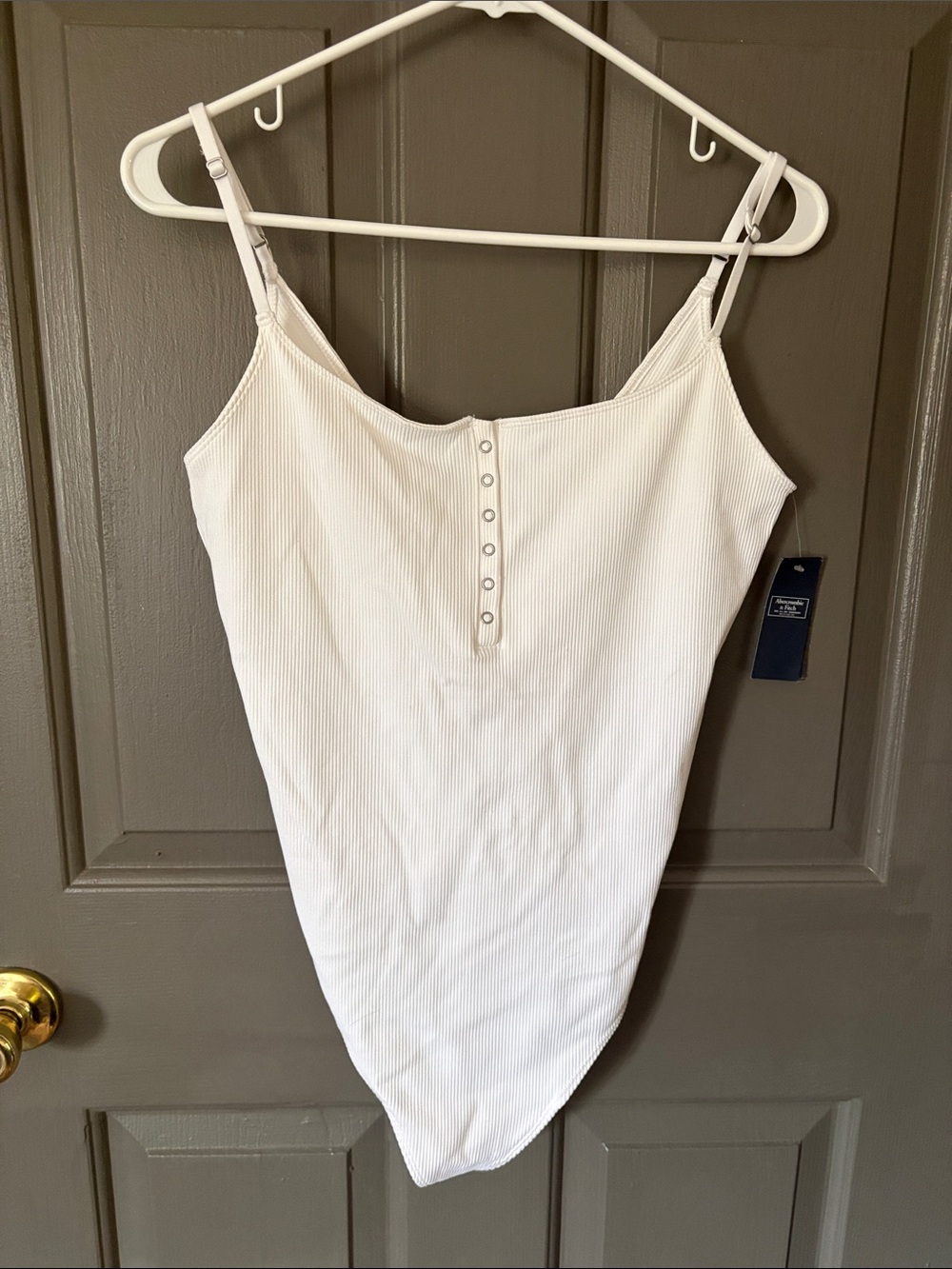 Abercrombie & Fitch White Ribbed Henley Bodysuit NWT